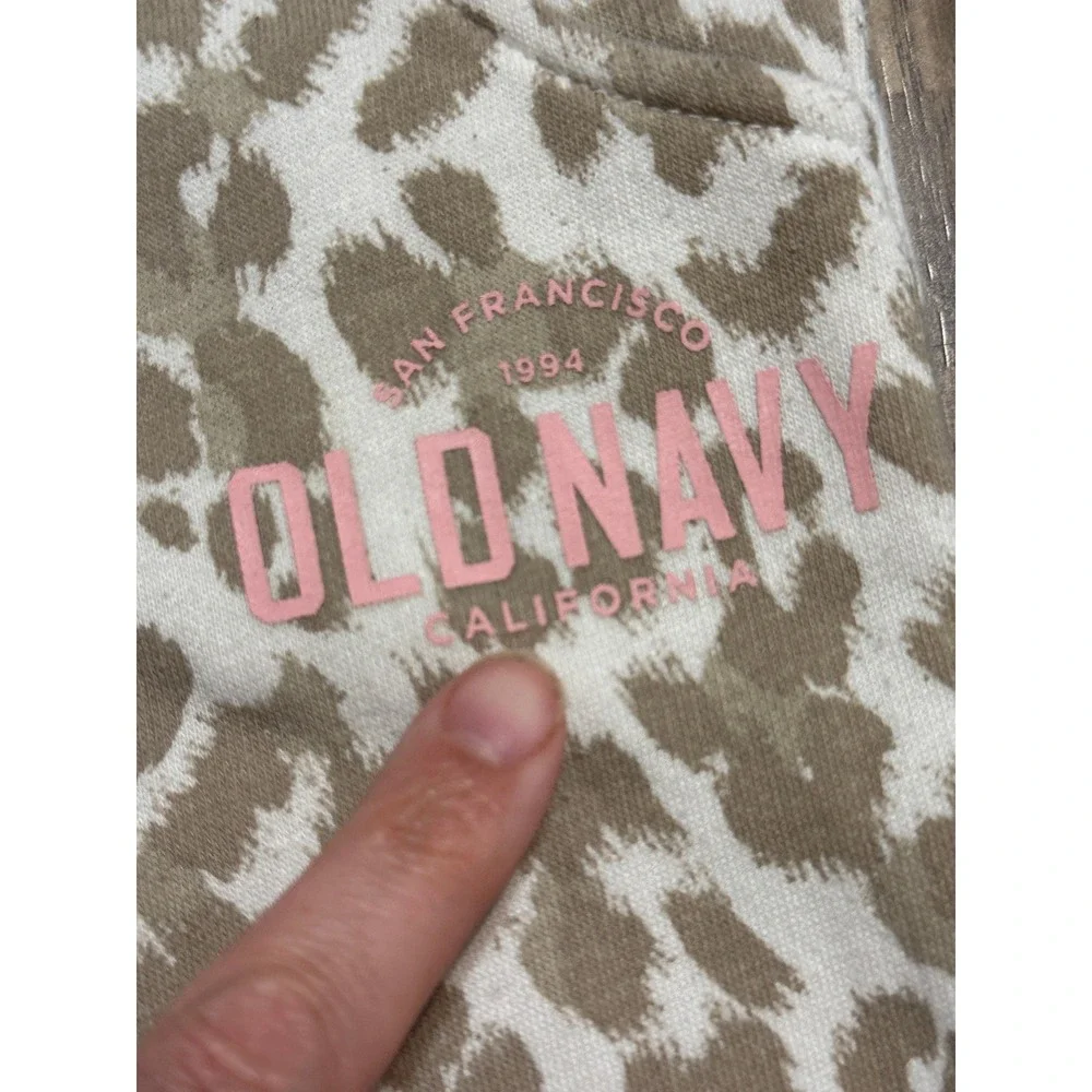 Old Navy Sweatpants Girls 5T Tan Leopard Print Kids Joggers Fleece Excellent